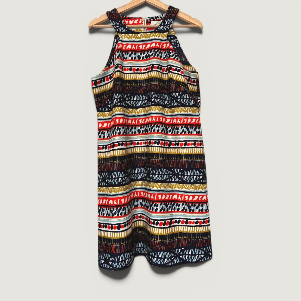 Jade by Melody Tam Sleeveless Dress Navy Orange Geometric Stripe Large Boho